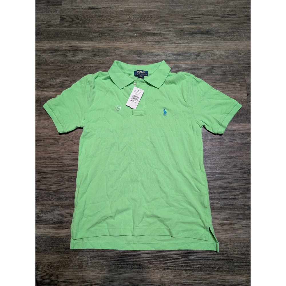 Polo Ralph Lauren Boys Nant Lime Green Pique Polo Shirt Size M 10-12 NWT
